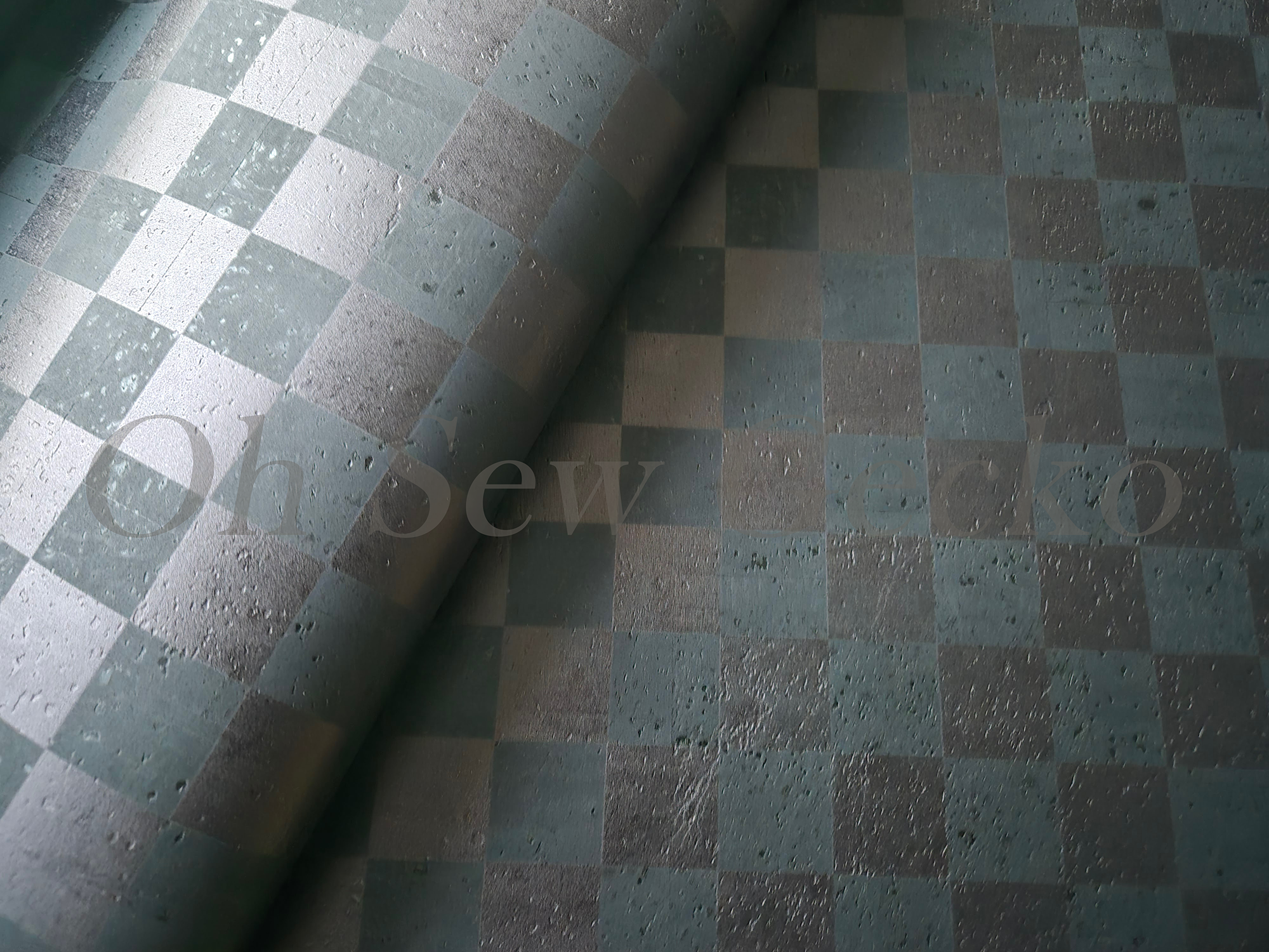 Black Checkerboard OSG Cork Fabric 2 Black Checkerboard Superior Cork Fabric - Image 1