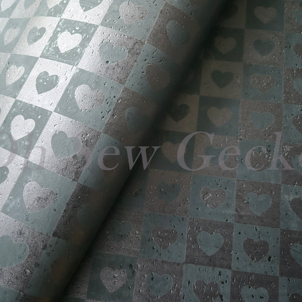 Black Hearted Superior Cork Fabric